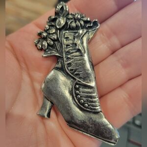 Vintage Silver Boot Brooch